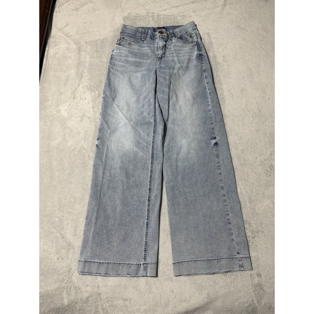 Democracy Womens 4 High Rise Wide Leg Light Wash Blue Jeans 26x31